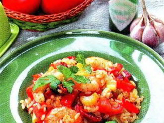 Рецепт рагу с креветками и салями