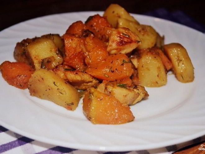 Рецепт рагу с курицей в мультиварке