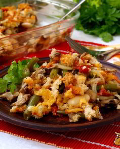 Запеченное рагу из фасоли с шампиньонами