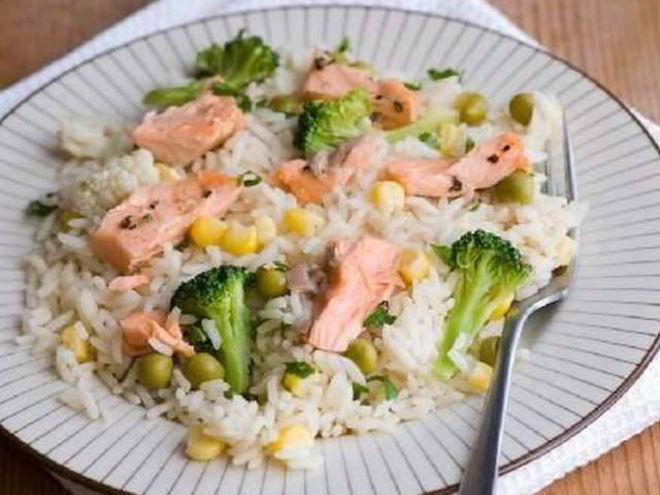 Рецепт ризотто с брокколи и лососем