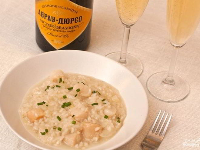 Рецепт ризотто с гребешками