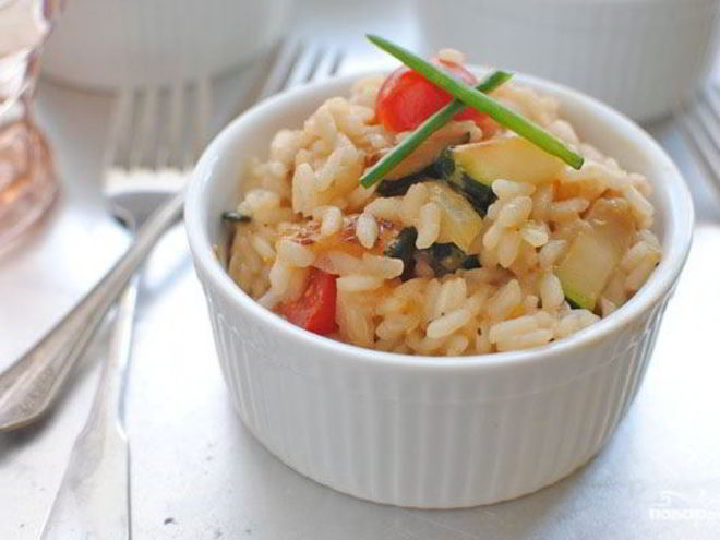 Рецепт ризотто с кабачками и помидорами