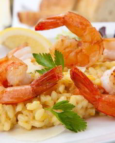 Ризотто с креветками и козьим сыром