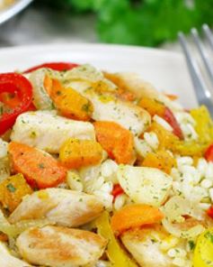 Ризотто с курицей и овощами