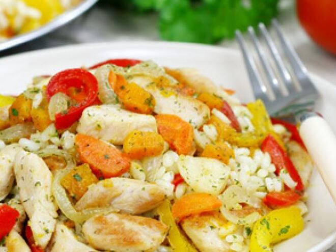 Рецепт ризотто с курицей и овощами