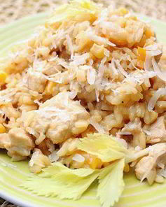 Ризотто с курицей, перцем и кукурузой