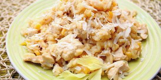 Ризотто с курицей, перцем и кукурузой