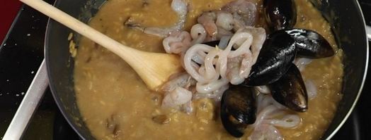 ризотто с морепродуктами и белыми грибами. Шаг 6