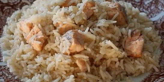 Ризотто с семгой и белым вином