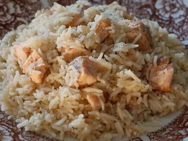 Рецепт ризотто с семгой и белым вином