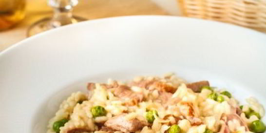 Ризотто с уткой и молодым горошком