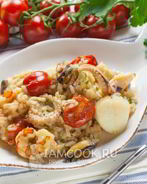 Томатное ризотто с морепродуктами