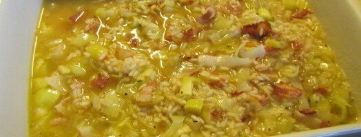 запеченное в духовке ризотто с луком-пореем и панчеттой. Шаг 5