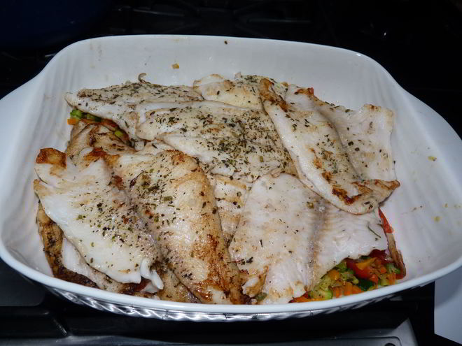 Рецепт камбалы с овощами