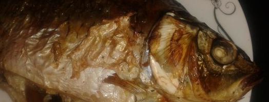 карп запеченный с грибами в сметане. Шаг 9