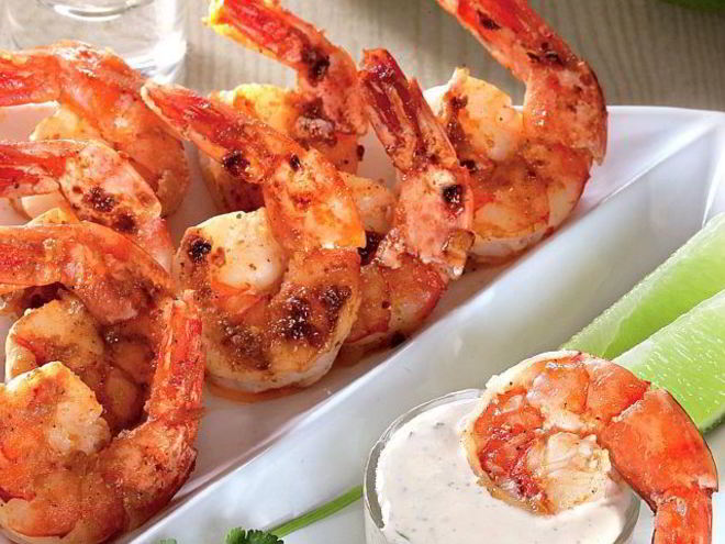 Рецепт креветок с соусом из сметаны и текилы