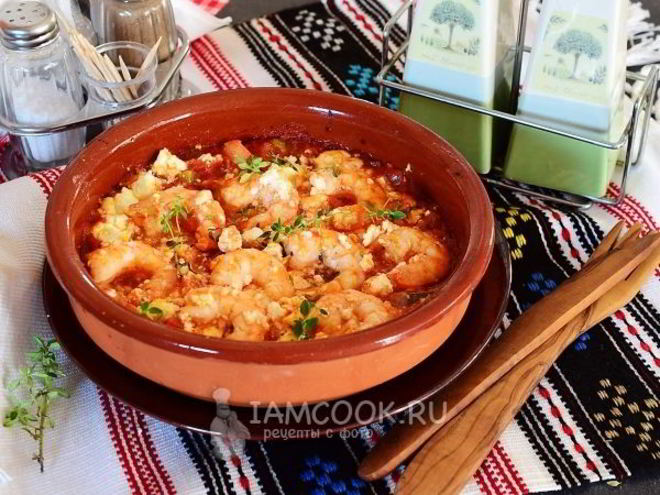 Рецепт креветок саганаки