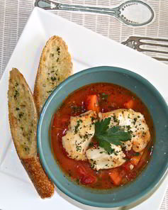 Морской окунь с овощным рагу