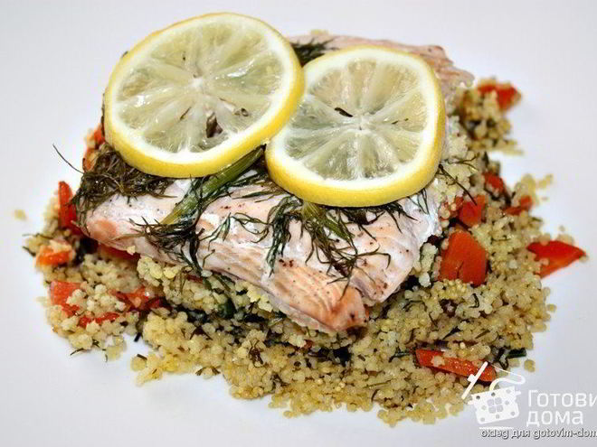 Рецепт семги на подушке из кус-куса