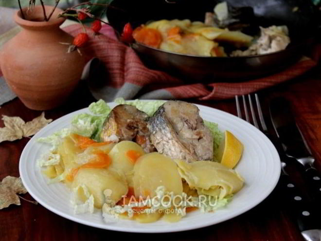 Рецепт тушеной рыбы с картошкой