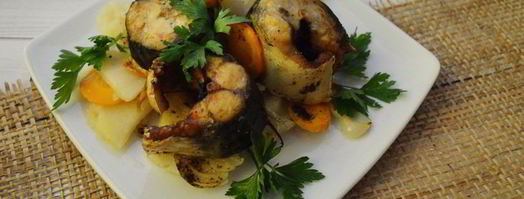 запеченная скумбрия на овощной подушке. Шаг 6