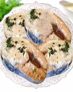 Жареная белуга под ореховым соусом