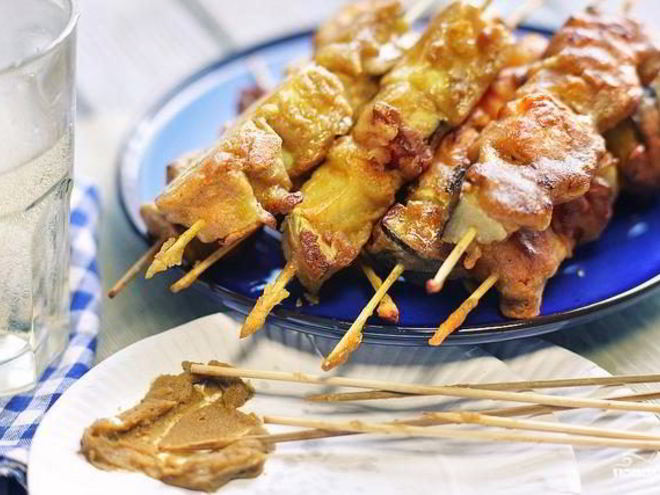 Рецепт овощного шашлыка в кляре