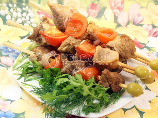 Рецепт шашлычков с помидорками в лимонном маринаде