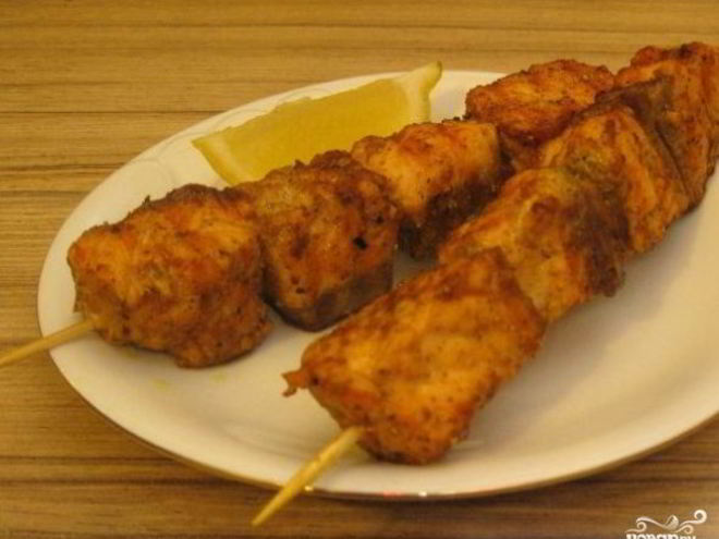 Рецепт шашлыка из семги на сковороде