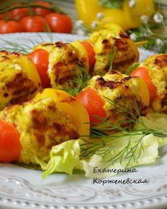 Шашлыки из рубленного мяса с овощами