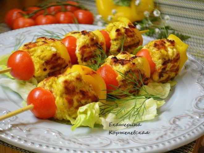 Рецепт шашлыков из рубленного мяса с овощами