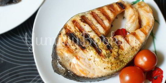 Стейк из семги на гриле