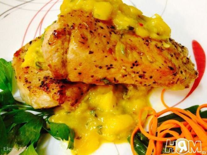 Рецепт стейка из свинины под манговым соусом