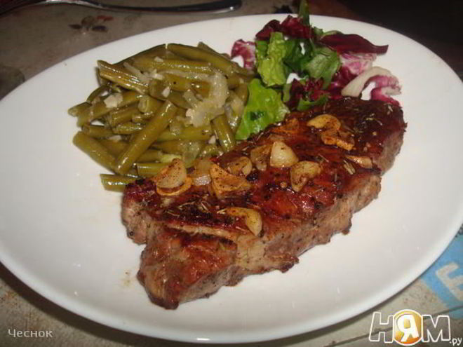 Рецепт стриплойна — стейка с зеленой фасолью