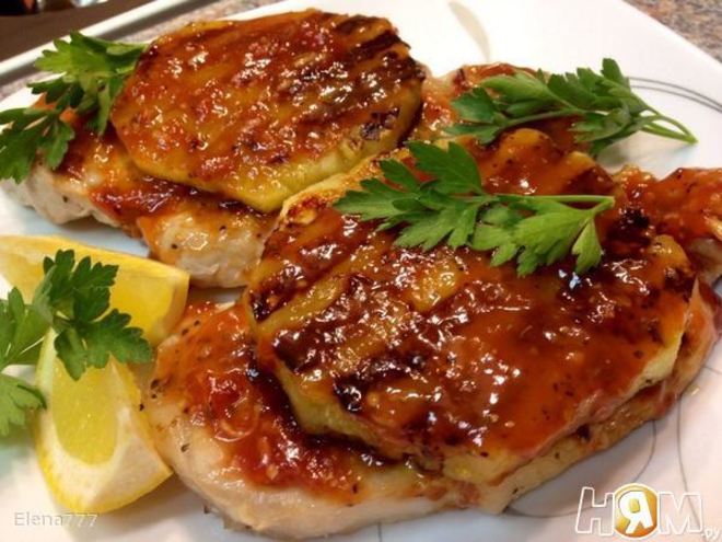 Рецепт свиного стейка-гриля с ананасом