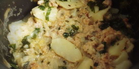 Жаркое из картофеля с грибами и фаршем