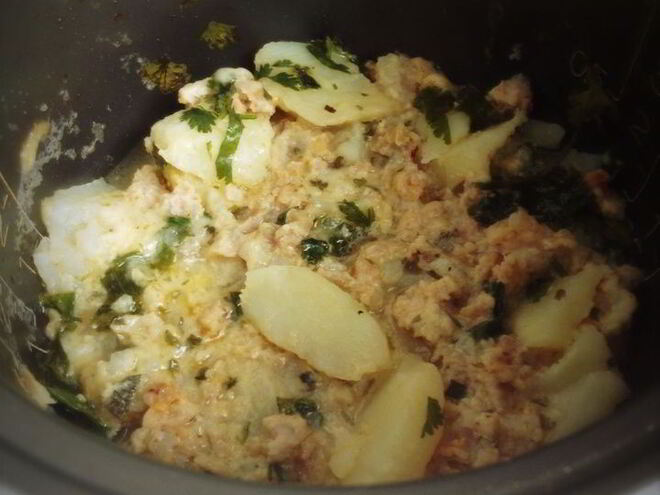 Рецепт жаркого из картофеля с грибами и фаршем