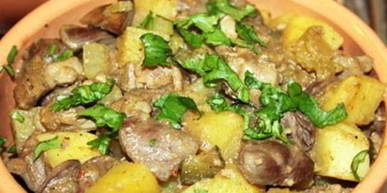 Жаркое из куриных потрохов