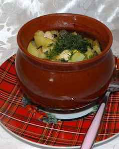 Жаркое из курицы, картошки и грибов