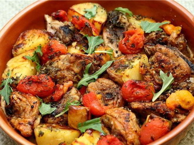 Рецепт жаркого из курицы с овощами