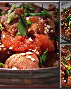 Жаркое из свинины со сладким перцем и помидорами