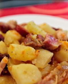 Жаркое с копчеными ребрышками