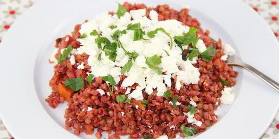 Гречка с овощами и фетой