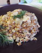 Сливочная гречка с грибами и курицей