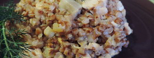 сливочная гречка с грибами и курицей. Шаг 5