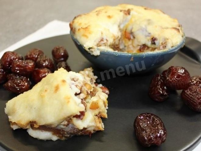 Рецепт гурьевской каши с арахисом, бананами, киви и сухофруктами