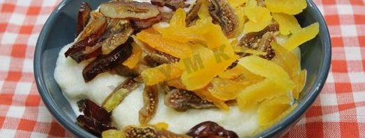 гурьевская каша с арахисом, бананами, киви и сухофруктами. Шаг 9