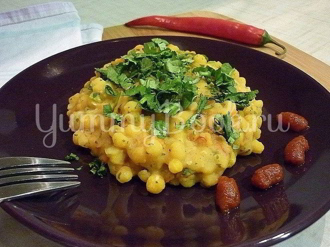 Рецепт пряной гороховой каши с шафраном