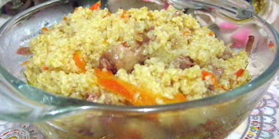 Пшеничная каша с тушеной свининой