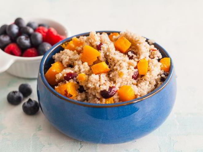 Рецепт ячневой каши с печеной тыквой и клюквой